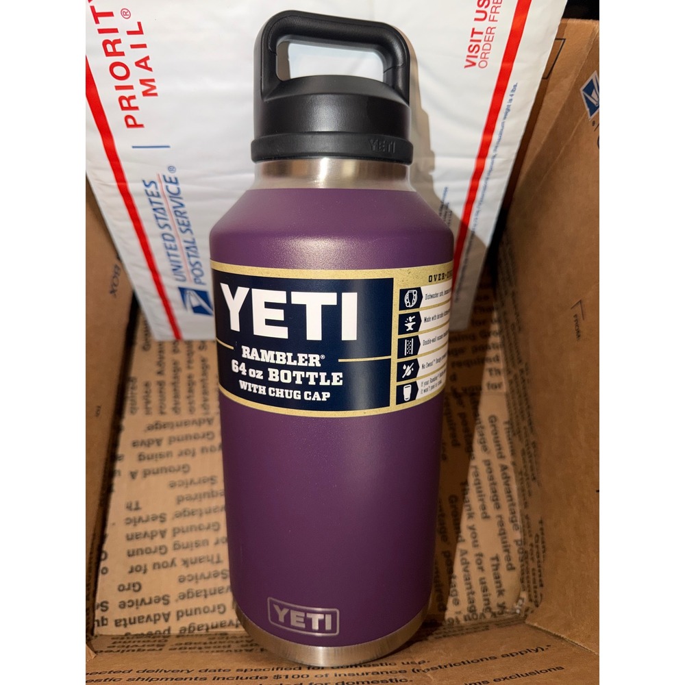 YETI Rambler Bottle 64 oz Nordic Purple Insulated Stainless Steel Chug Cap NEW
